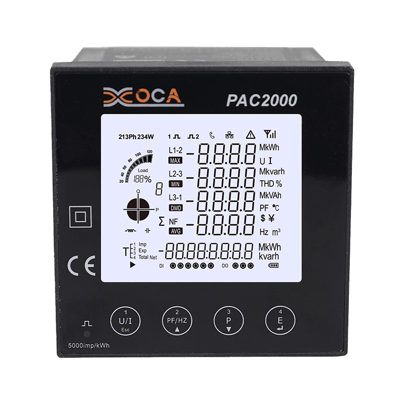 PAC2000 มัลติฟังก์ชั่นแผง LCD อัจฉริยะมิเตอร์ไฟฟ้าดิจิตอล